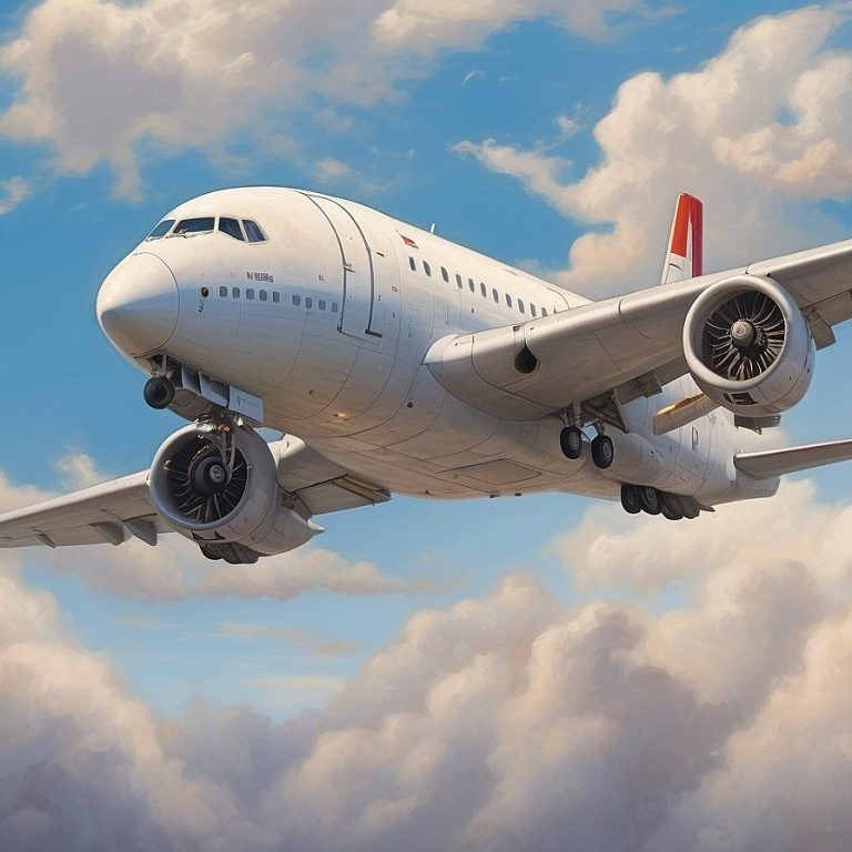 Passagierflugzeug im Flug bei blauem Himmel