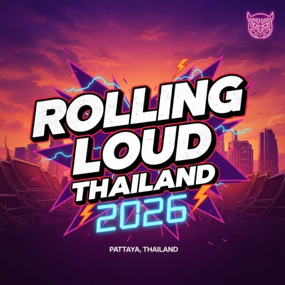 Rolling Loud Inspired by Pattaya Festival-Visual mit Rolling Loud Schrift für 2026 in Pattaya Thailand