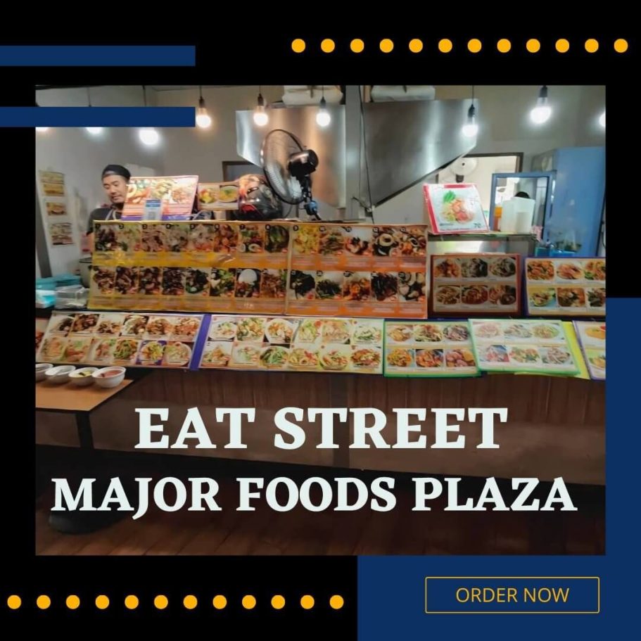 Eat Street Major Food Plaza Pattaya Essensstand mit großer Auswahl an thailändischen Gerichten in der Eat Street Major Foods Plaza in Pattaya.