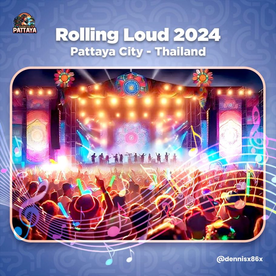 Rolling Loud Festival 2024 in Pattaya, Thailand – Musikfestival mit beeindruckender Bühnenbeleuchtung und energiegeladenem Publikum