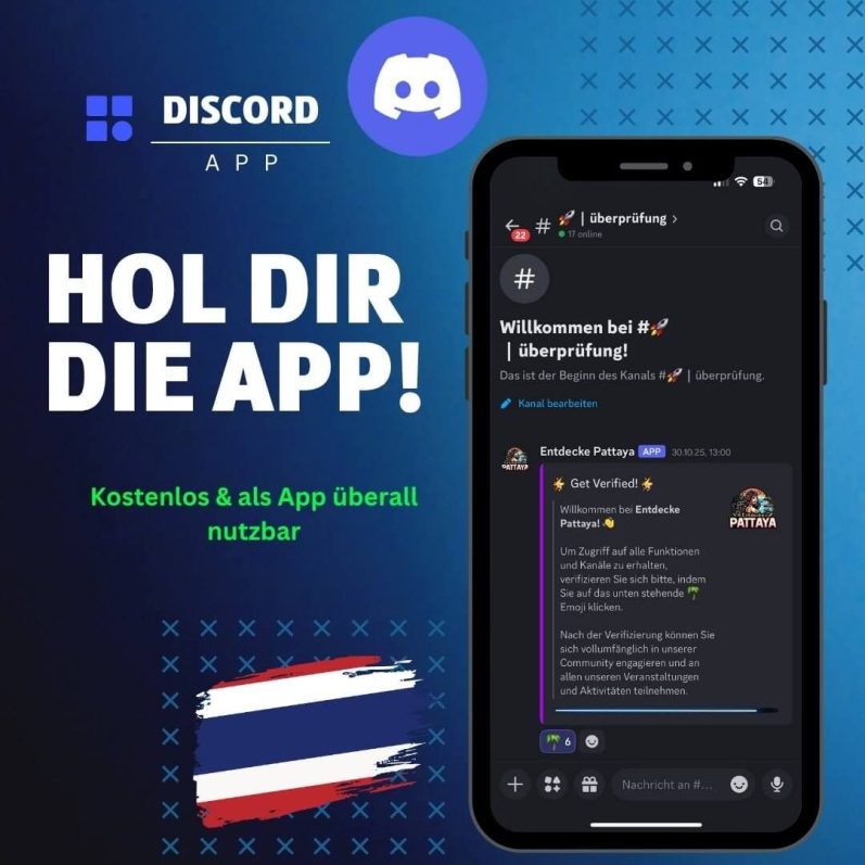 Reddit App für Pattaya Insider-Community jetzt laden und Teil der Community werden Reddit App Werbegrafik mit Text Hol dir die App und Smartphone-Ansicht der r/Pattaya_D_A_CH Community mit Instagram Hack Posts