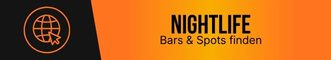 Bars & Hotspots im Pattaya Nightlife entdecken Nightlife in Pattaya mit Bars und Spots finden auf einem grafischen Banner mit orange schwarzem Hintergrund und Globus Symbol